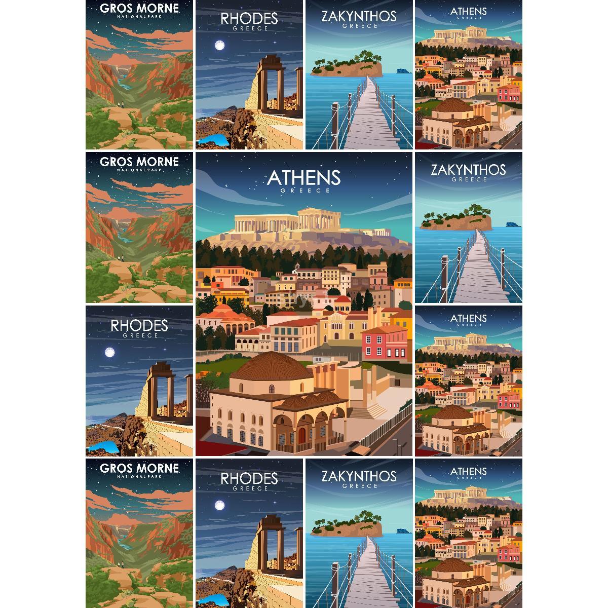 Vintage Collectible Posters - طباعة ملصق السفر للتصميم الداخلي ،