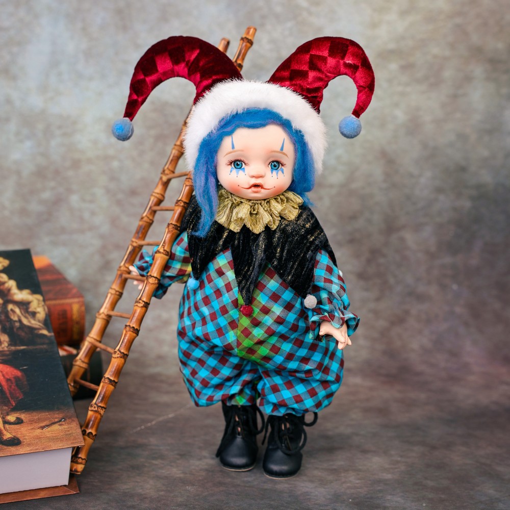 Vintage Collectible And Vintage Dolls - هدية الهالوين: دمية مهرج سيراميكية بطول